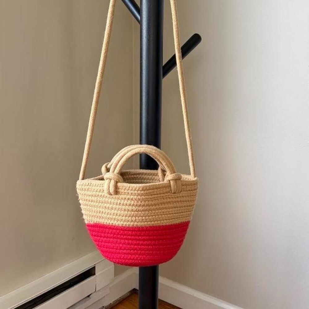 Gap Mini Woven Jute Crossbody Tote Bag Purse